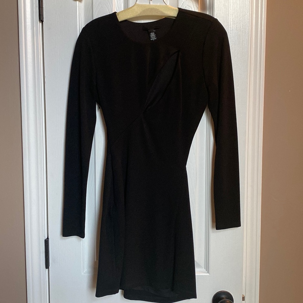 Hours Black Long Sleeve Cut Out Mini Dress